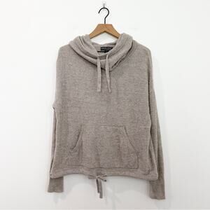 Barefoot Dreams Cozy Chic Lite #906 Light Gray Hooded Pullover Sweater Medium